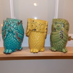 Glass Owl Decor Set